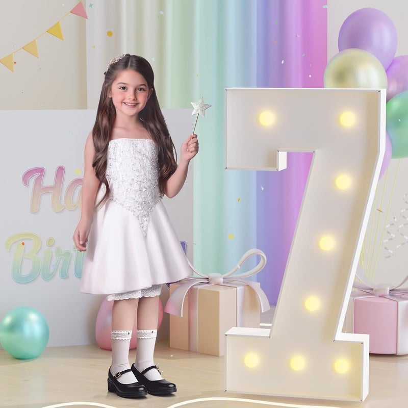 JoyMuse 3ft Marquee Numbers 7, Large Light Up Numbers 7, Number Lights 7 for 7th 17th 70th Birthday Party and Anniversary Decoration, Yellow Light - Image 1